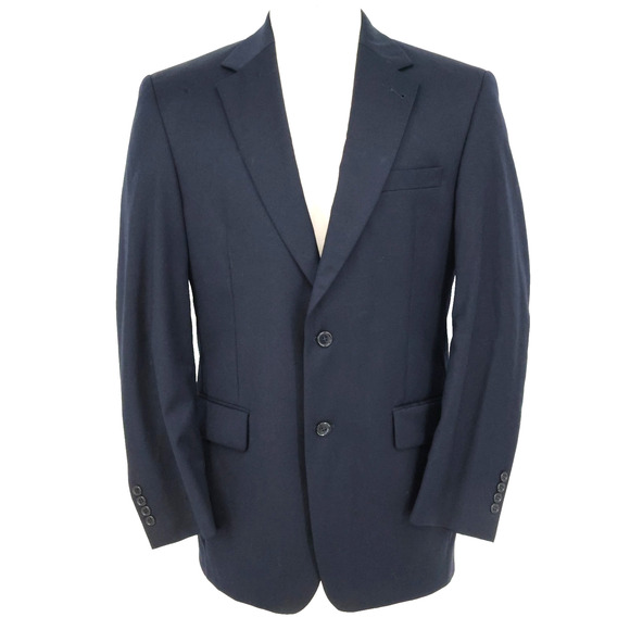 Jos A Bank Sport Coat Mens 40R Dark Navy Blue Wool Jacket 2 Button Pockets Lined